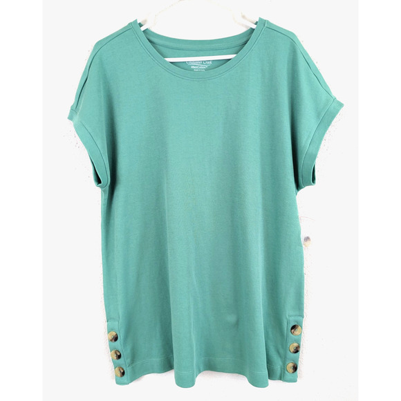 NWOT Coldwater Creek sz L Best Cotton Knit T-shirt button at side tunic 0948 - Picture 1 of 6
